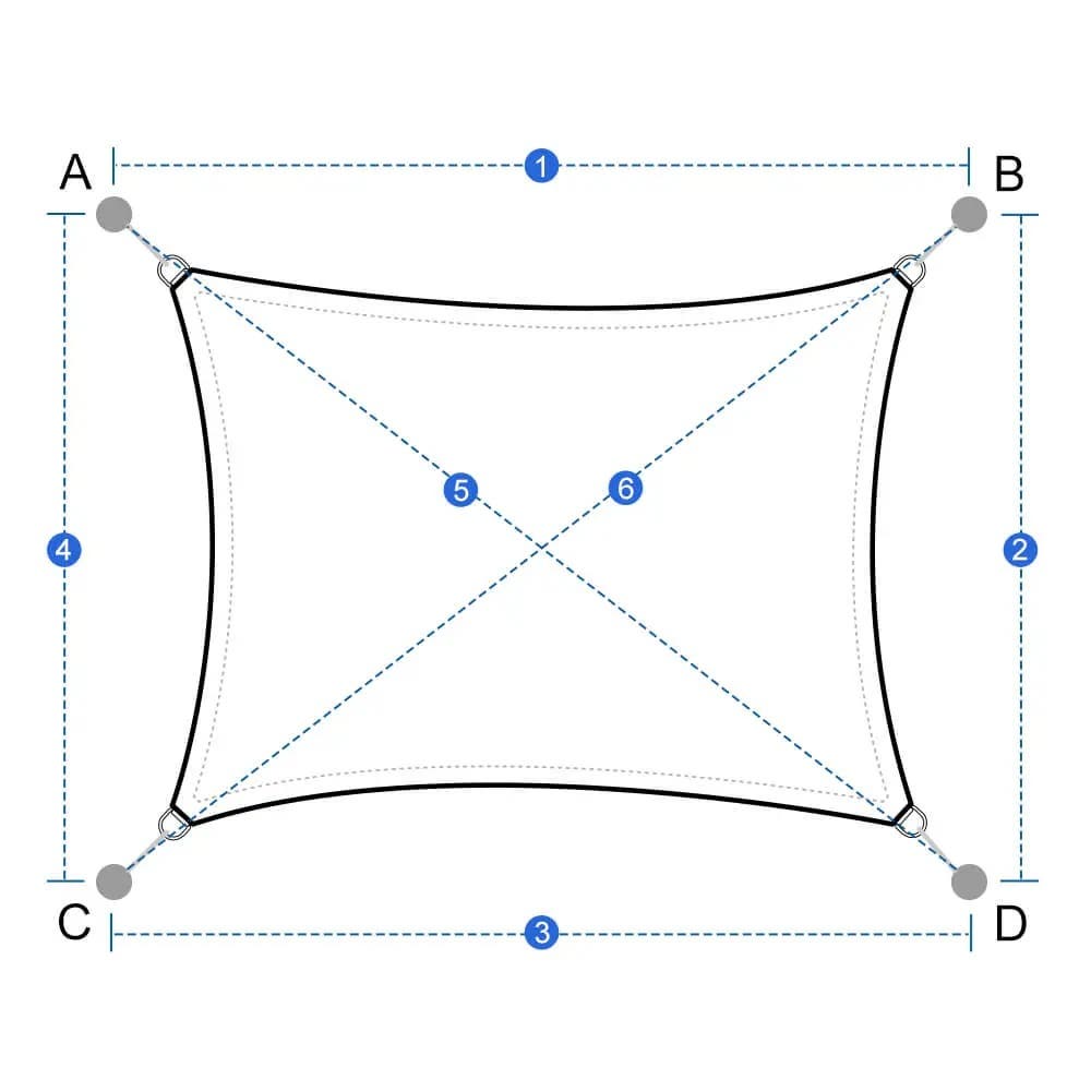 Custom Four-Sided Sun Shade Sail
